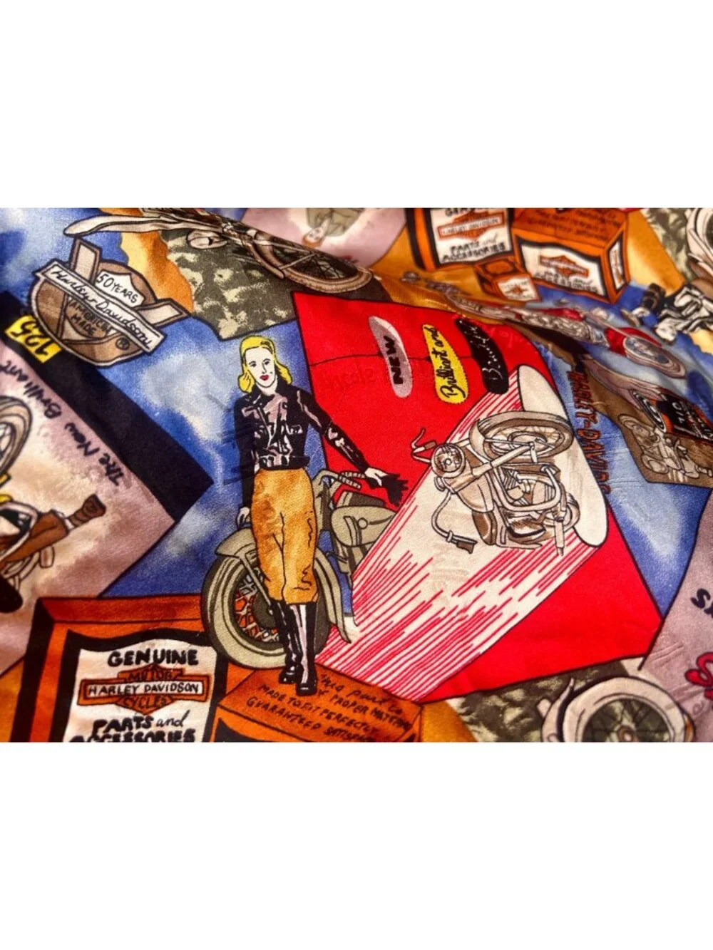 Vintage Harley Davidson Nicole Miller Silver motorcycle Scarf Retro Silk